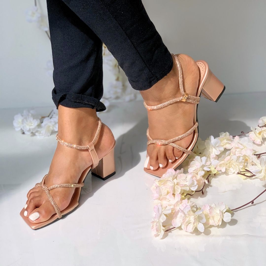 Luxe Rhinestone Block Heel Sandal-1120191