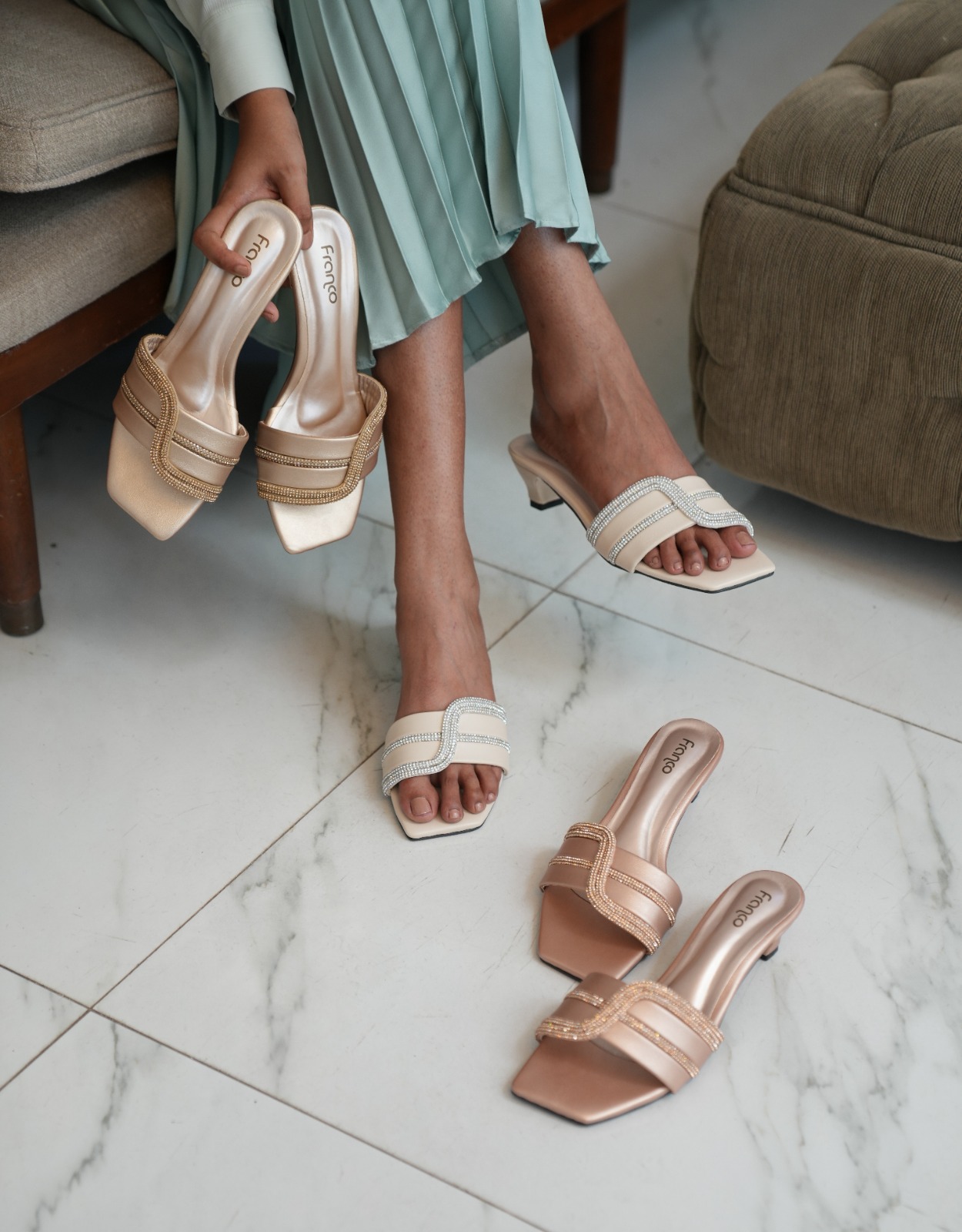 Cristina Rhinestone Heel Sandal 1120339